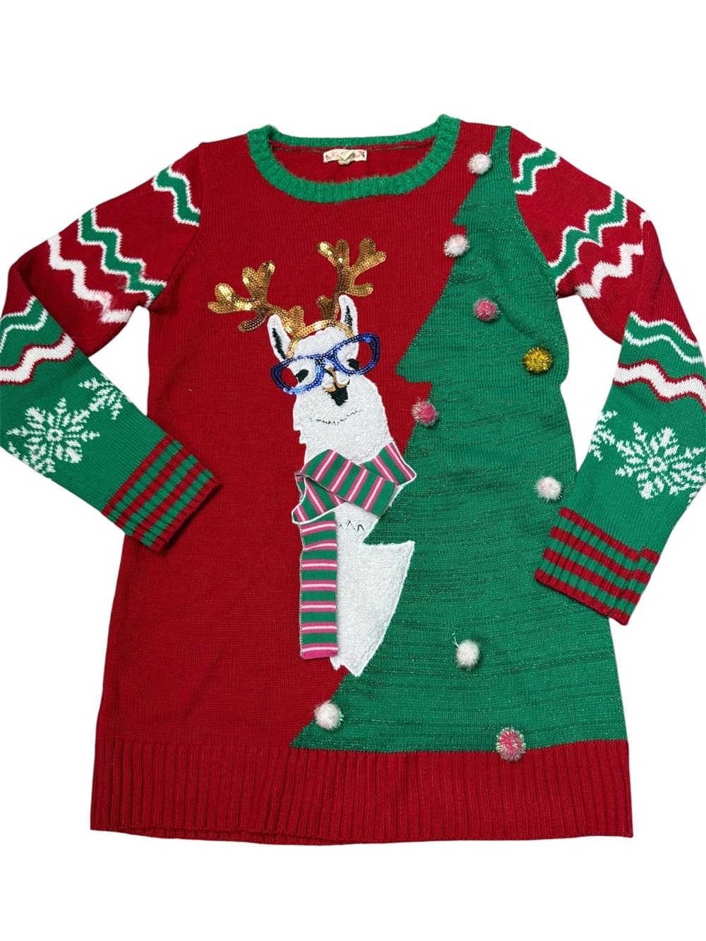 It's Our Time Llama Christmas sweater size medium
